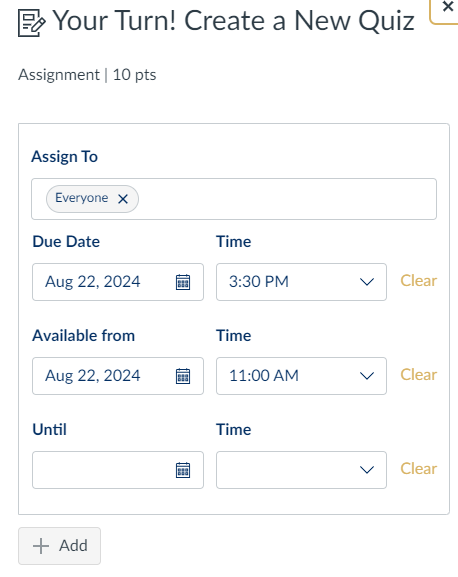 Canvas manage due dates and assign to tray