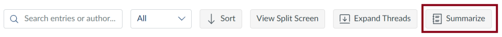 Canvas discussions summarize button