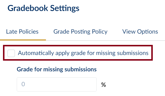 Canvas Gradebook Settings Late Policy tab