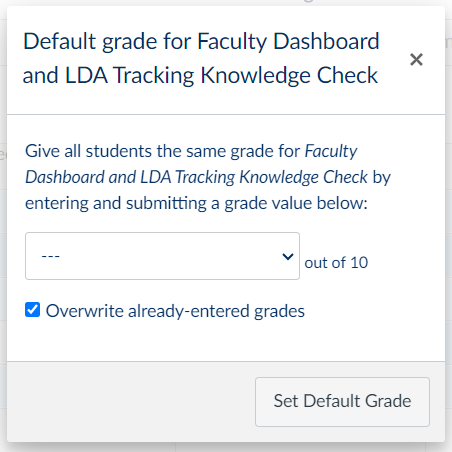 Canvas Set Default Grade dialog box