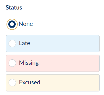 Canvas gradebook student assignment status