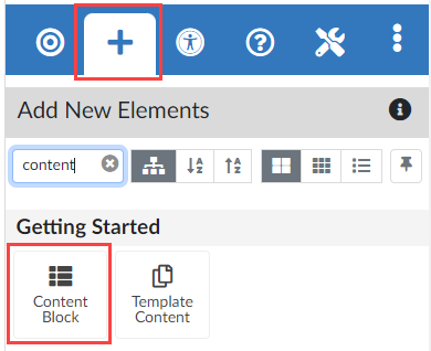 DesignPLUS Sidebar with Content Block element highlighted