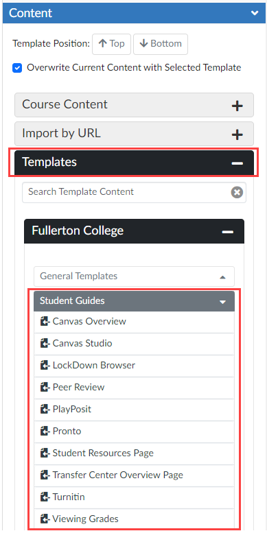 DesignPLUS student guides template list