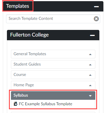 DesignPLUS syllabus template content option